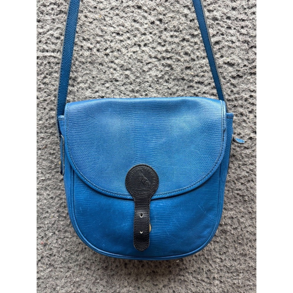 Francois Marot Paris Women's Genuine Lizard Leather Crossbody Bag Pantone‎ Blue